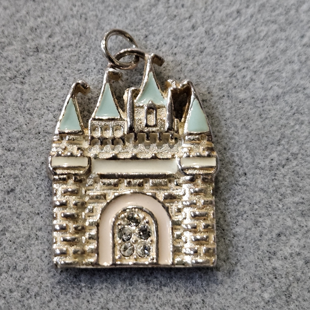 Gold Castle Pendant with Mint Accents
